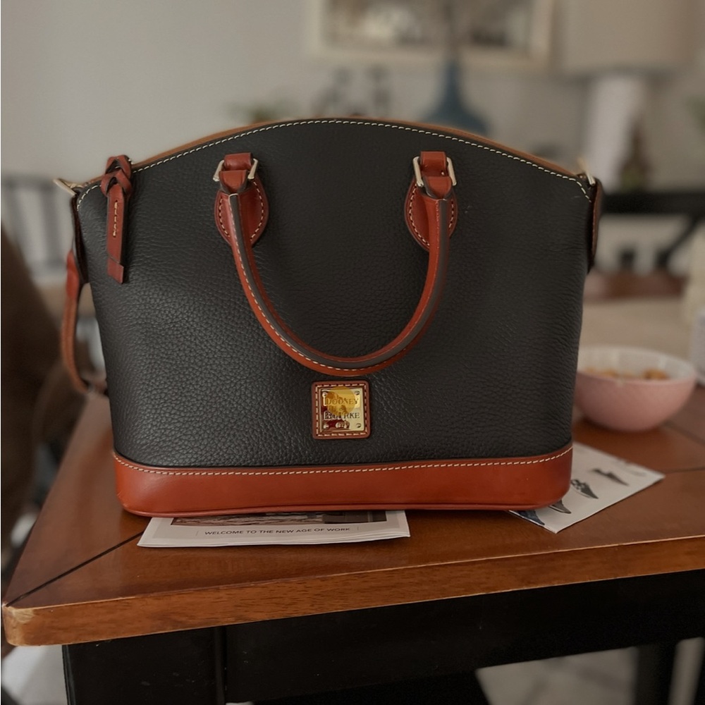 Dooney & Bourke Black and Tan Satchel